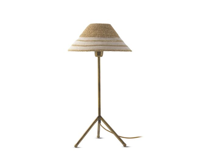Lámpara de mesa con pantalla de fibra natural trenzada
