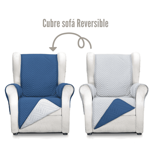 Capa reversível para sofá de 1 lugar Mont Azul-Cinza Donegal Collections