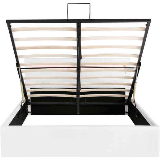 Cama de casal de pele sintética 140x200cm com armazenamento e luz LED,branco Cama de casal de pele sintética 140x200cm com armazenamento e luz LED,branco