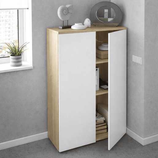 Armário multiuso com 2 portas com efeito madeira Armário multiuso com 2 portas com efeito madeira
