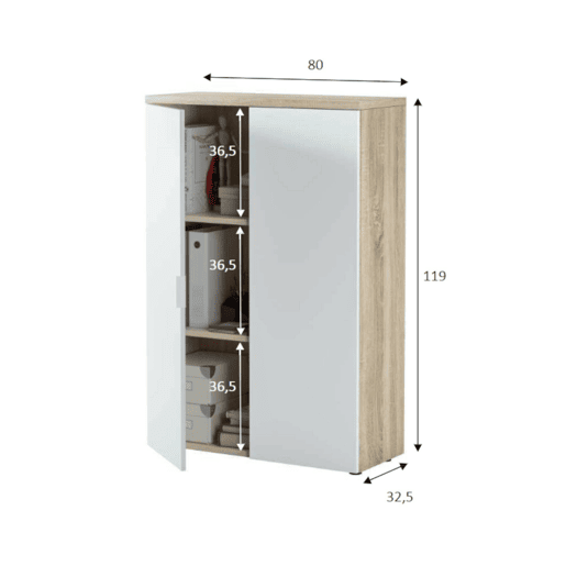 Armário multiuso com 2 portas com efeito madeira Armário multiuso com 2 portas com efeito madeira