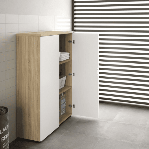 Armário multiuso com 2 portas com efeito madeira Armário multiuso com 2 portas com efeito madeira