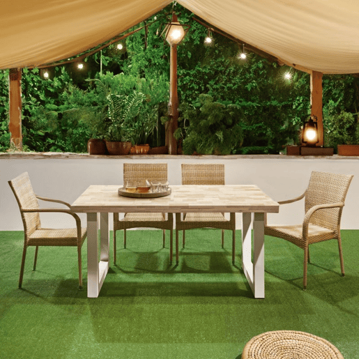 Mesa de exterior Masi Carvalho selvagem - Branco 160 x 76 x 90 cm