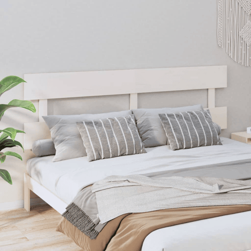vidaXL Cabeceira de cama 204x3x81 cm pinho maciço branco