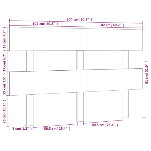 vidaXL Cabeceira de cama 204x3x81 cm pinho maciço branco