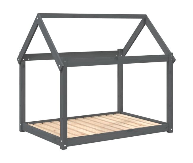 Vidaxl cama para perros madera maciza de pino gris 111x80x100 cm