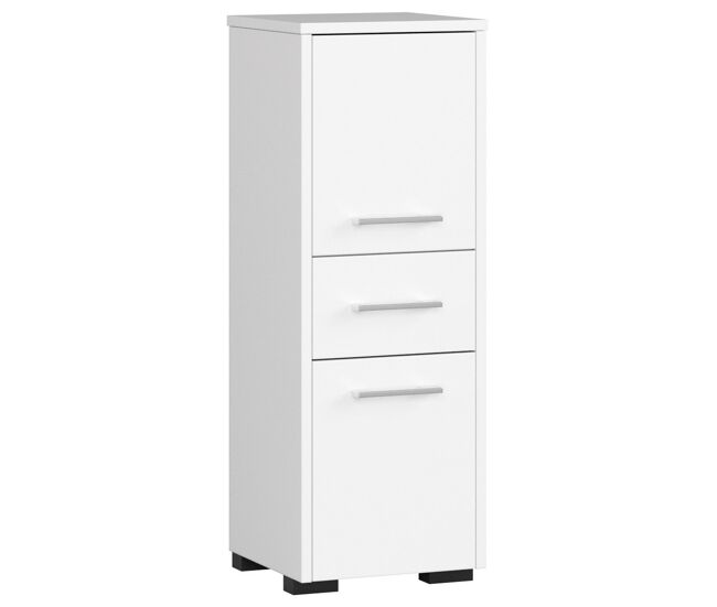Columna de baño akord fin blanco 30 cm 2 puertas 1 cajón frente en color blanco 3 estantes 30x30x85 cm