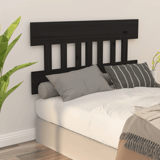 vidaXL Cabeceira de cama 183,5x3x81 cm pinho maciço preto