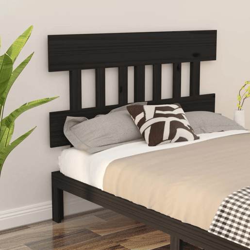 vidaXL Cabeceira de cama 183,5x3x81 cm pinho maciço preto
