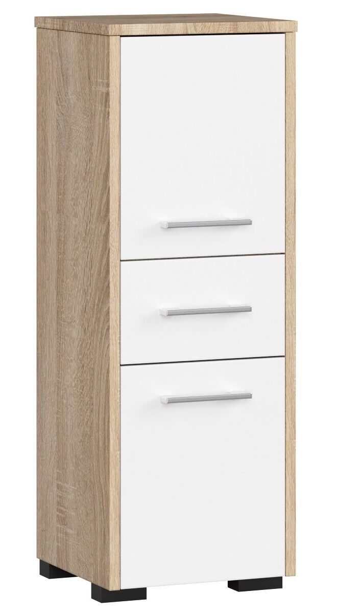 Columna de baño akord fin roble sonoma 30 cm 2 puertas 1 cajón color roble sonoma mate 3 estantes 30x30x85 cm