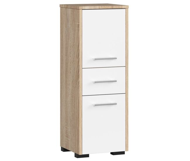 Columna de baño akord fin roble sonoma 30 cm 2 puertas 1 cajón color roble sonoma mate 3 estantes 30x30x85 cm