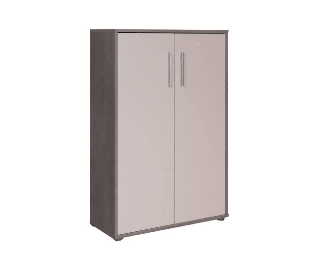 Armário multiuso com 2 portas com efeito madeira