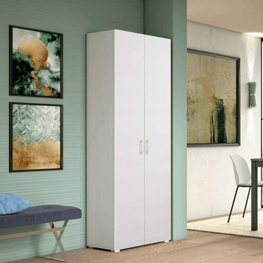 Armário multiuso com 2 portas com efeito madeira