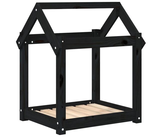Vidaxl cama para perros madera maciza de pino negro 61x50x70 cm