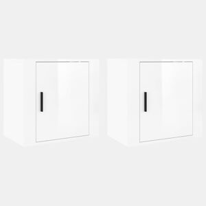 vidaXL Mesas de cabeceira parede 2 pcs 50x30x47 cm branco brilhante