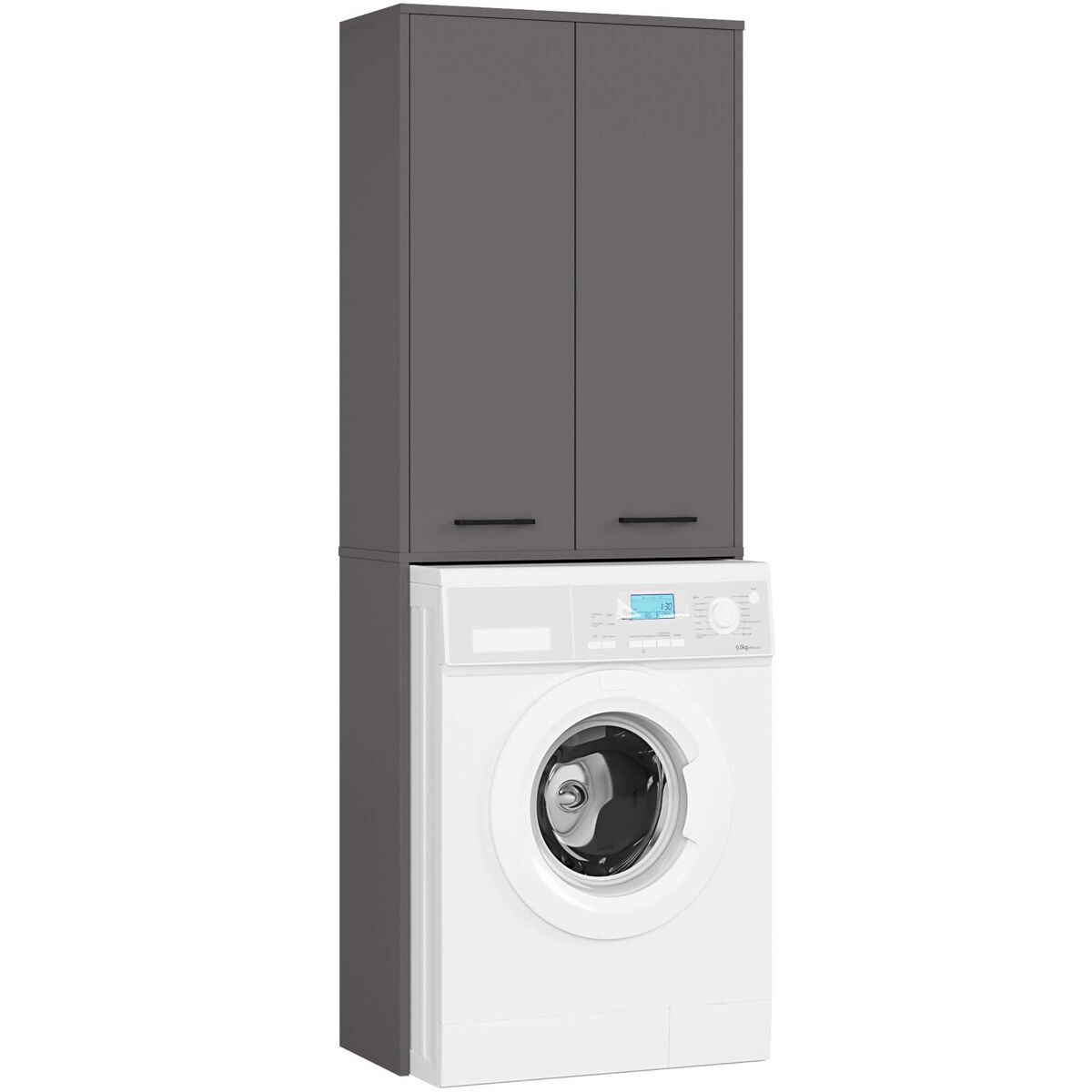 Columna de baño akord fin para lavadora 64 cm 2 puertas grafito gris 4 estantes 64x30x180 cm