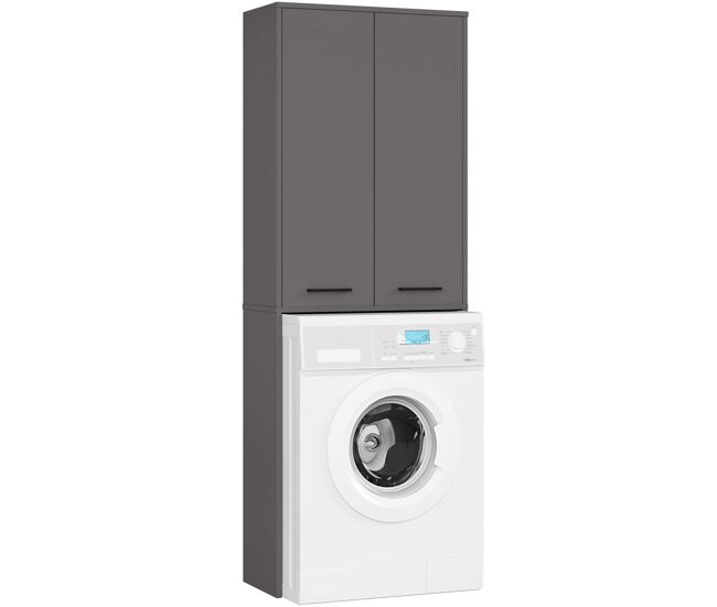 Columna de baño akord fin para lavadora 64 cm 2 puertas grafito gris 4 estantes 64x30x180 cm
