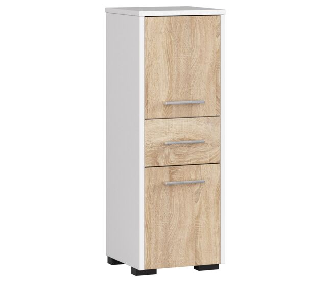 Columna de baño akord fin roble sonoma 30 cm 2 puertas 1 cajón color roble sonoma mate 3 estantes 30x30x85 cm