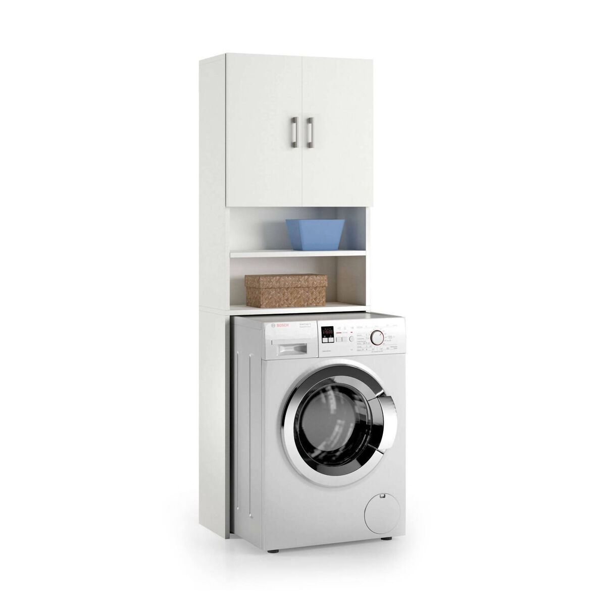 Armário multiuso com 2 portas com efeito madeira