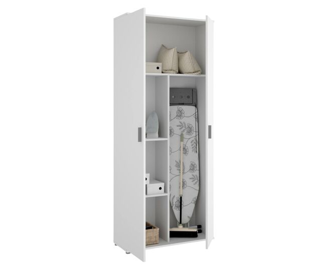 Armário multiuso com 2 portas com efeito madeira