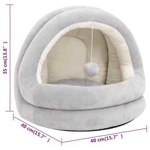 vidaXL Cama para gatos 40x40x35 cm cinzento e cor creme