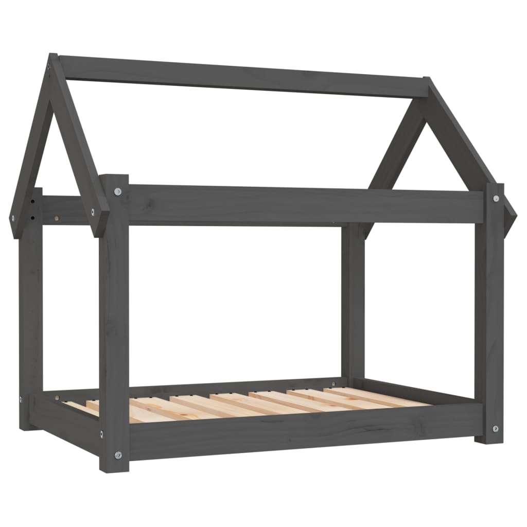 Vidaxl cama para perros madera maciza de pino gris 81x60x70 cm
