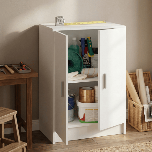 Armário multiuso com 2 portas com efeito madeira Armário multiuso com 2 portas com efeito madeira