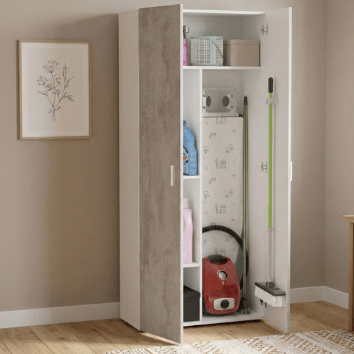 Armário multiuso com 2 portas com efeito madeira