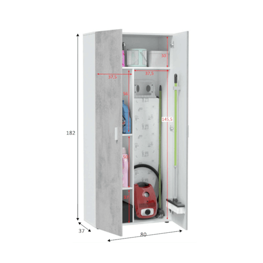 Armário multiuso com 2 portas com efeito madeira