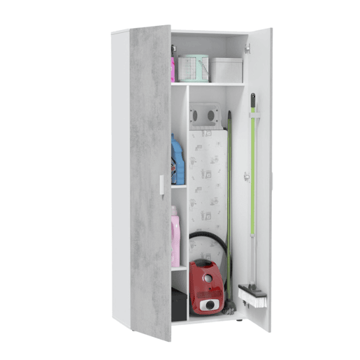 Armário multiuso com 2 portas com efeito madeira