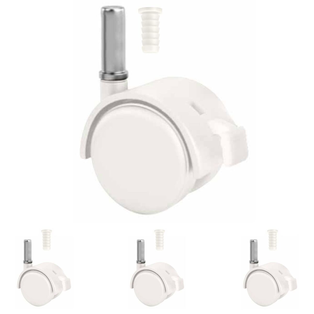 Ruedas para Cuna con Enganche en Espiga. 4 Ruedas con Freno