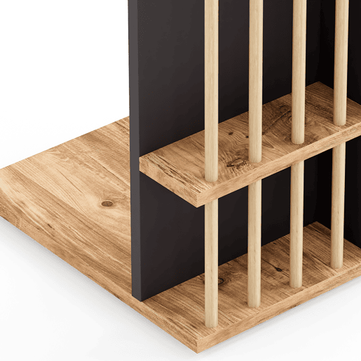 Mesa de apoio Siikainen com rodas em aglomerado 65x44x29cm - MadeiraPreto en.casa