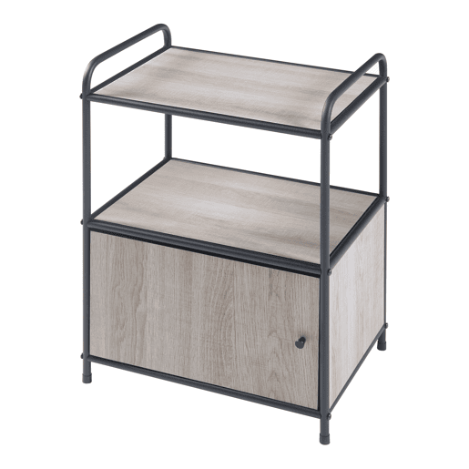Mesa de apoio Gulen com prateleira metálica em MDF 60x43x33cm - PretoCarvalho en.casa