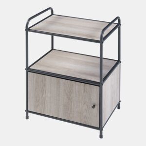 Mesa de apoio Gulen com prateleira metálica em MDF 60x43x33cm - PretoCarvalho en.casa