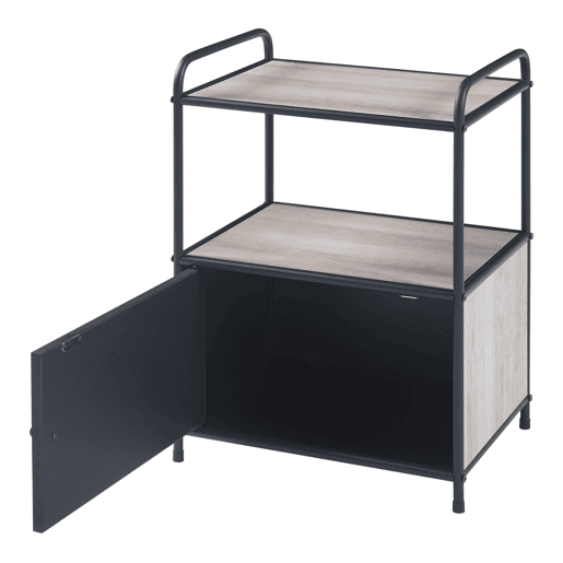 Mesa de apoio Gulen com prateleira metálica em MDF 60x43x33cm - PretoCarvalho en.casa