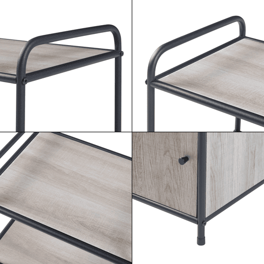 Mesa de apoio Gulen com prateleira metálica em MDF 60x43x33cm - PretoCarvalho en.casa