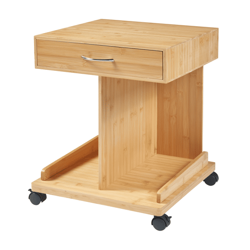 Mesa de apoio Jokkmokk com rodas bambu 57x43x43cm - Natural en.casa