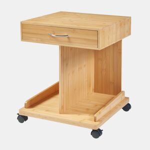 Mesa de apoio Jokkmokk com rodas bambu 57x43x43cm - Natural en.casa