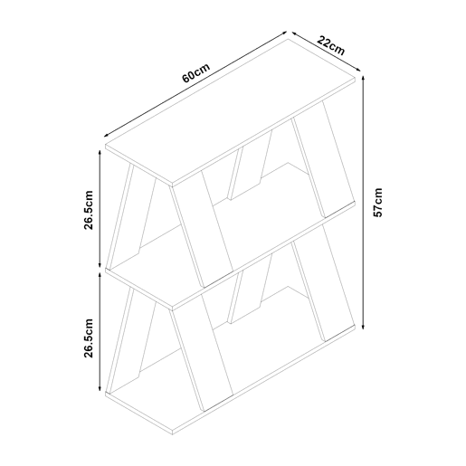 Mesa de apoio Nome com 2 prateleiras em aglomerado 60x22x57cm - Efeito carvalho en.casa