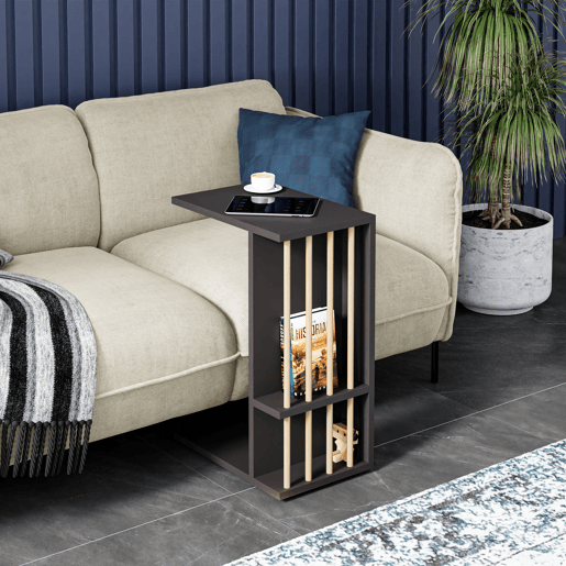 Mesa de apoio Siikainen com rodas em aglomerado 65x44x29cm - Preto en.casa