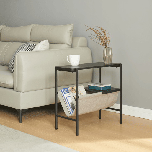 Mesa de apoio Samnanger com porta-revistas em aço 60x28x53cm - Preto en.casa