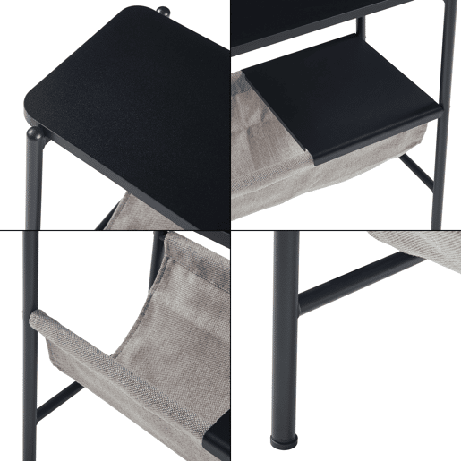 Mesa de apoio Samnanger com porta-revistas em aço 60x28x53cm - Preto en.casa