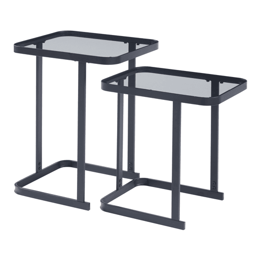 Conjunto de 2 mesas de apoio Laxå em vidro e metal 41x32x51 cm - Preto en.casa