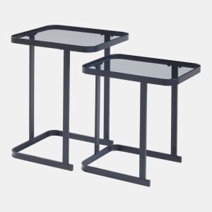 Conjunto de 2 mesas de apoio Laxå em vidro e metal 41x32x51 cm - Preto en.casa