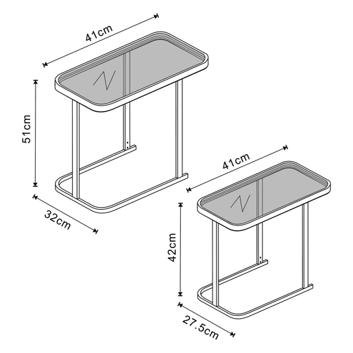 Conjunto de 2 mesas de apoio Laxå em vidro e metal 41x32x51 cm - Preto en.casa