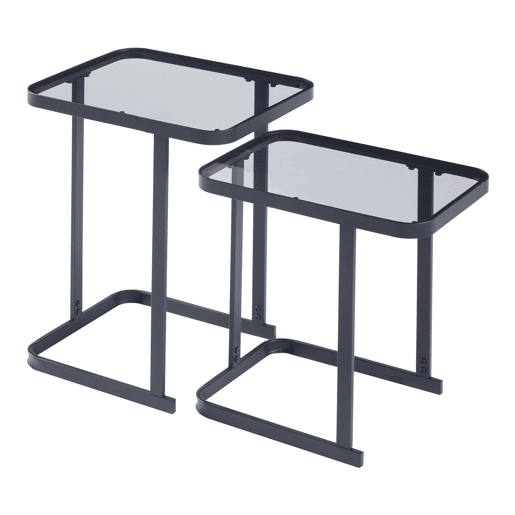 Conjunto de 2 mesas de apoio Laxå em vidro e metal 41x32x51 cm - Preto en.casa