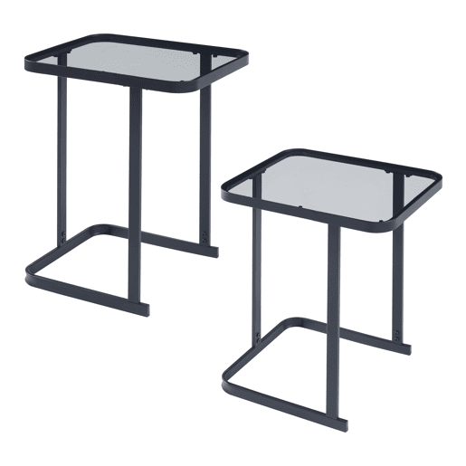 Conjunto de 2 mesas de apoio Laxå em vidro e metal 41x32x51 cm - Preto en.casa