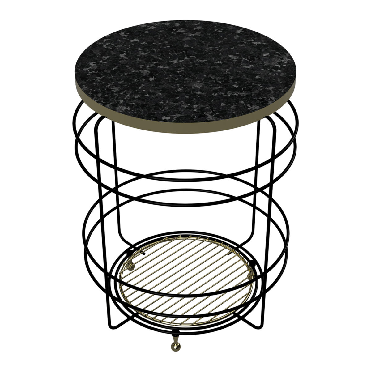 Mesa auxiliar padasjoki metal 55x40cm - negro/dorado [en.casa]