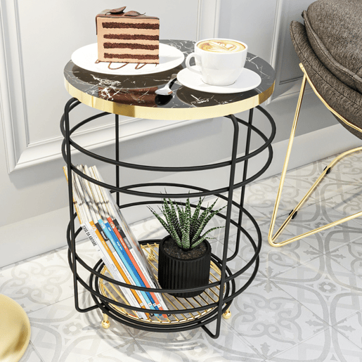 Mesa de apoio metálica Padasjoki 55x40cm - PretoDourado en.casa