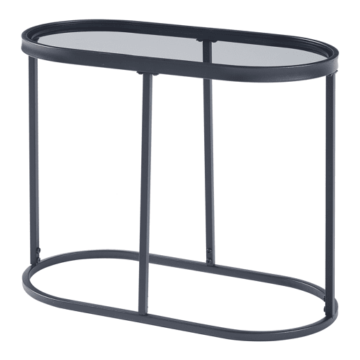 Mesa de apoio oval em vidro temperado Luleå 55x28x45cm - Preto en.casa